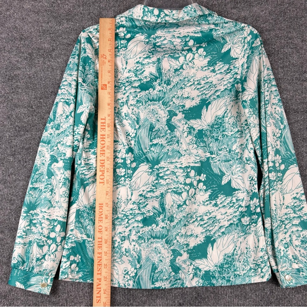 Vintage 70s Graff Californiawear Green Floral Cottagecore Blouse Size M - Picture 8 of 11